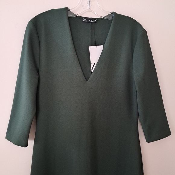 Zara Green Midi Crepe Dress - Picture 9 of 16